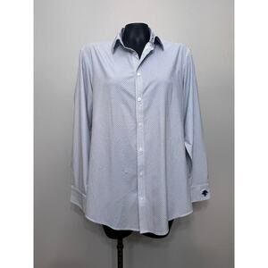 Mizzen & Main Leeward Dress Shirt Sz M Collared L/S White/Blue Geometric Preppy